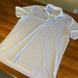 Johnnie-O Pertorance, sun protection, Blue Pattern Polo Shirt, Large